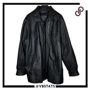 Sergio Vadducci Men's Leather Full Snap Zip Up Overcoat Jacket Black Size Large